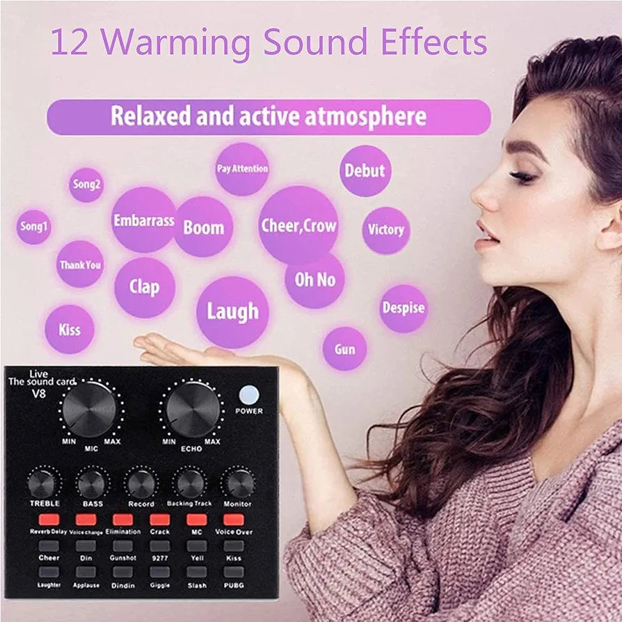 Tiktok live BM800 Microphone Kit with V8 Sound Card Mobile Live Streaming