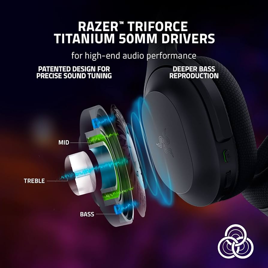 Razer Barracuda 2.4GHz Wireless + Bluetooth  Gaming Headset For Mobile, PC, PlayStation, Switch 2, Android, iOS