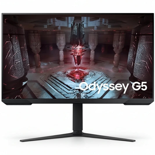 Gaming monitor with 'Odyssey G5' branding on a white background