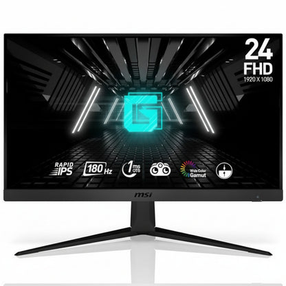 Gaming monitor with specifications on a white background