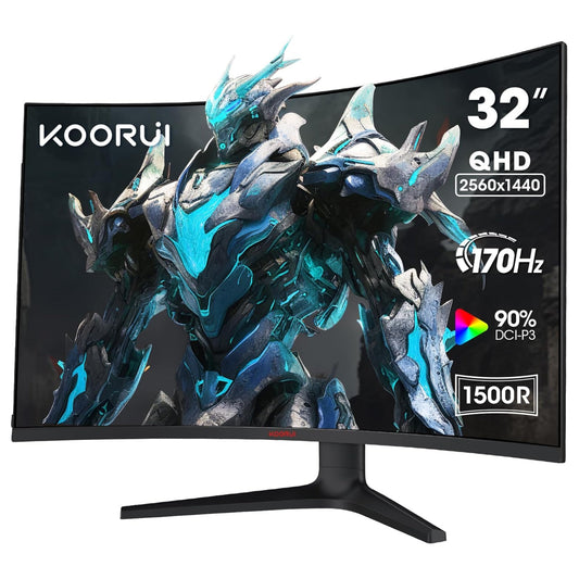 KOORUI 32E6QC 32 inch QHD (2560 x 1440) 2K Display, 170Hz 1500R HDR10 Curved Gaming Monitor