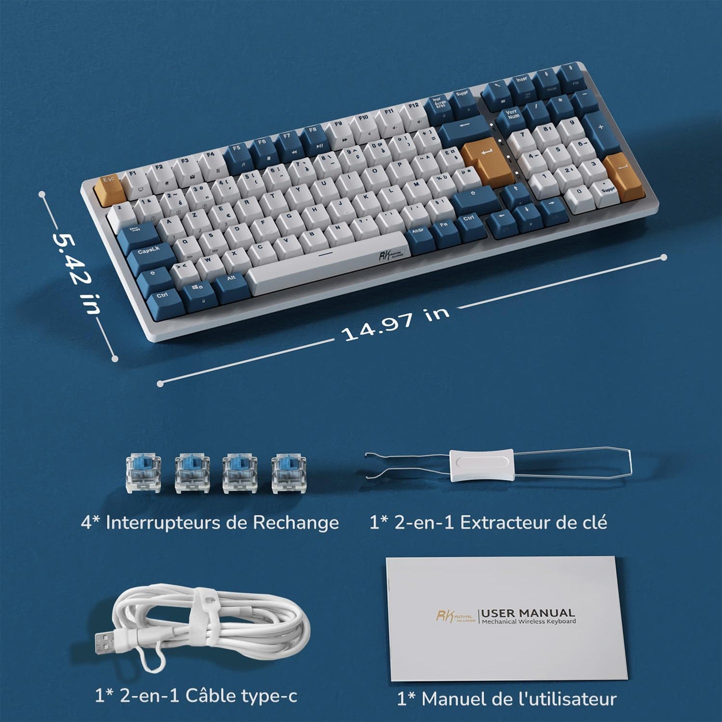Royal Kludge RK98 RGB Tri - Mode Mechanical Keyboard - gametricks