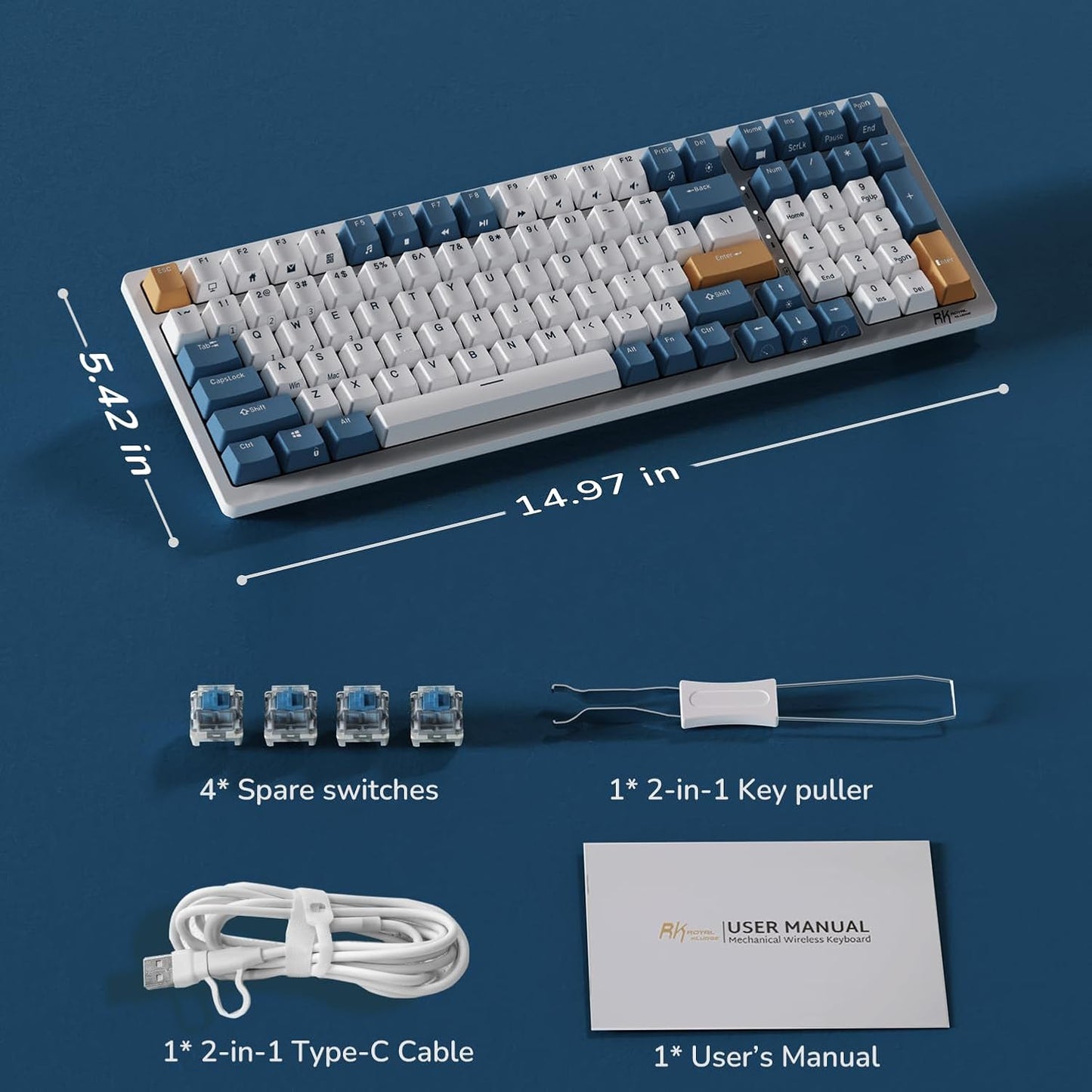 Royal Kludge RK98 RGB Tri - Mode Mechanical Keyboard - gametricks