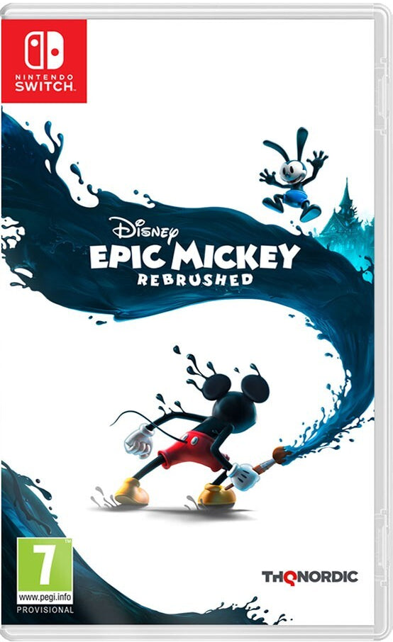 Game case for 'Epic Mickey Rebrushed' on Nintendo Switch with Disney and THQ Nordic logos.