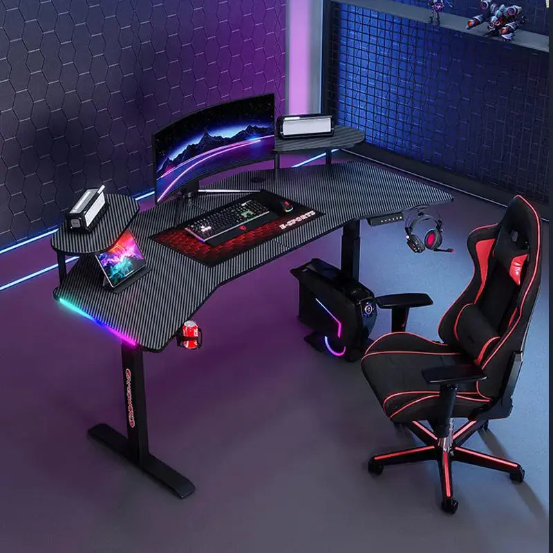Schrapnel Gradus black electric RGB gaming desk detail view 2