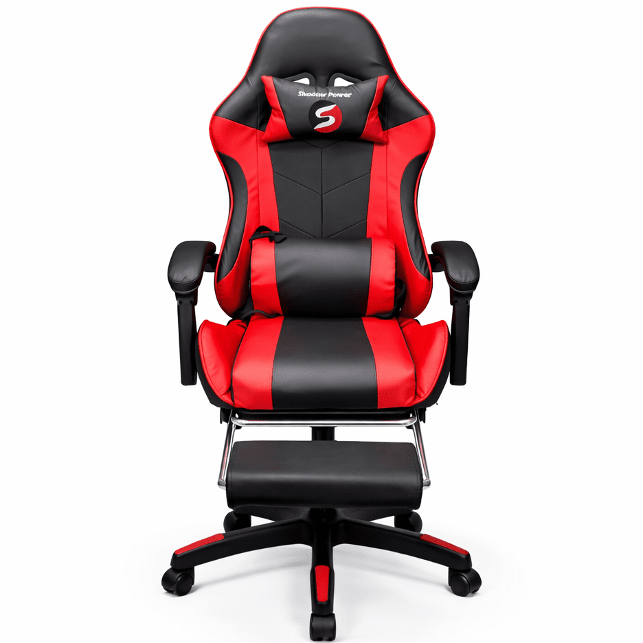 Shadow power gaming chair with massage and foot rest - adjustable height - gametricks