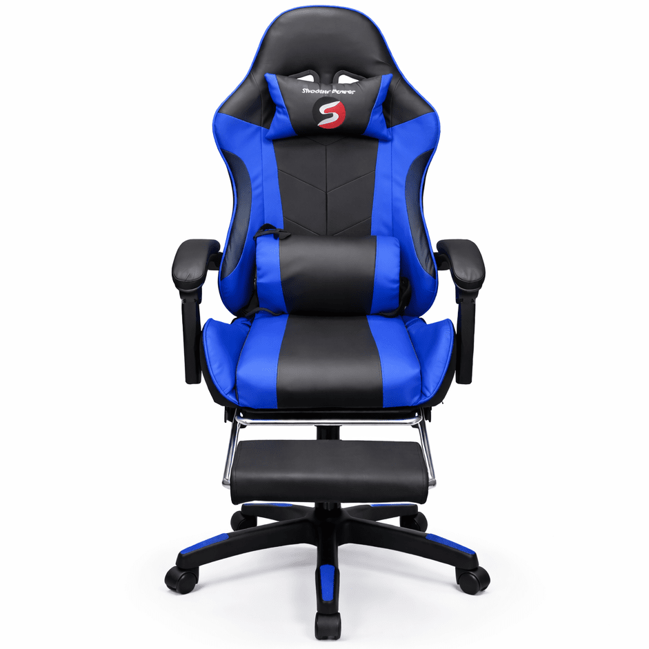 Shadow power gaming chair with massage and foot rest - adjustable height - gametricks