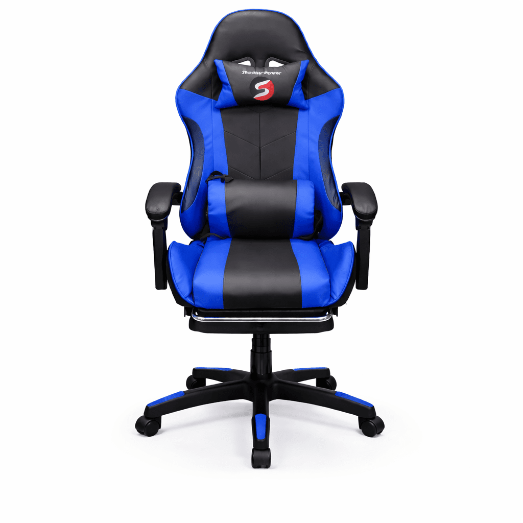 Shadow power gaming chair with massage and foot rest - adjustable height - gametricks