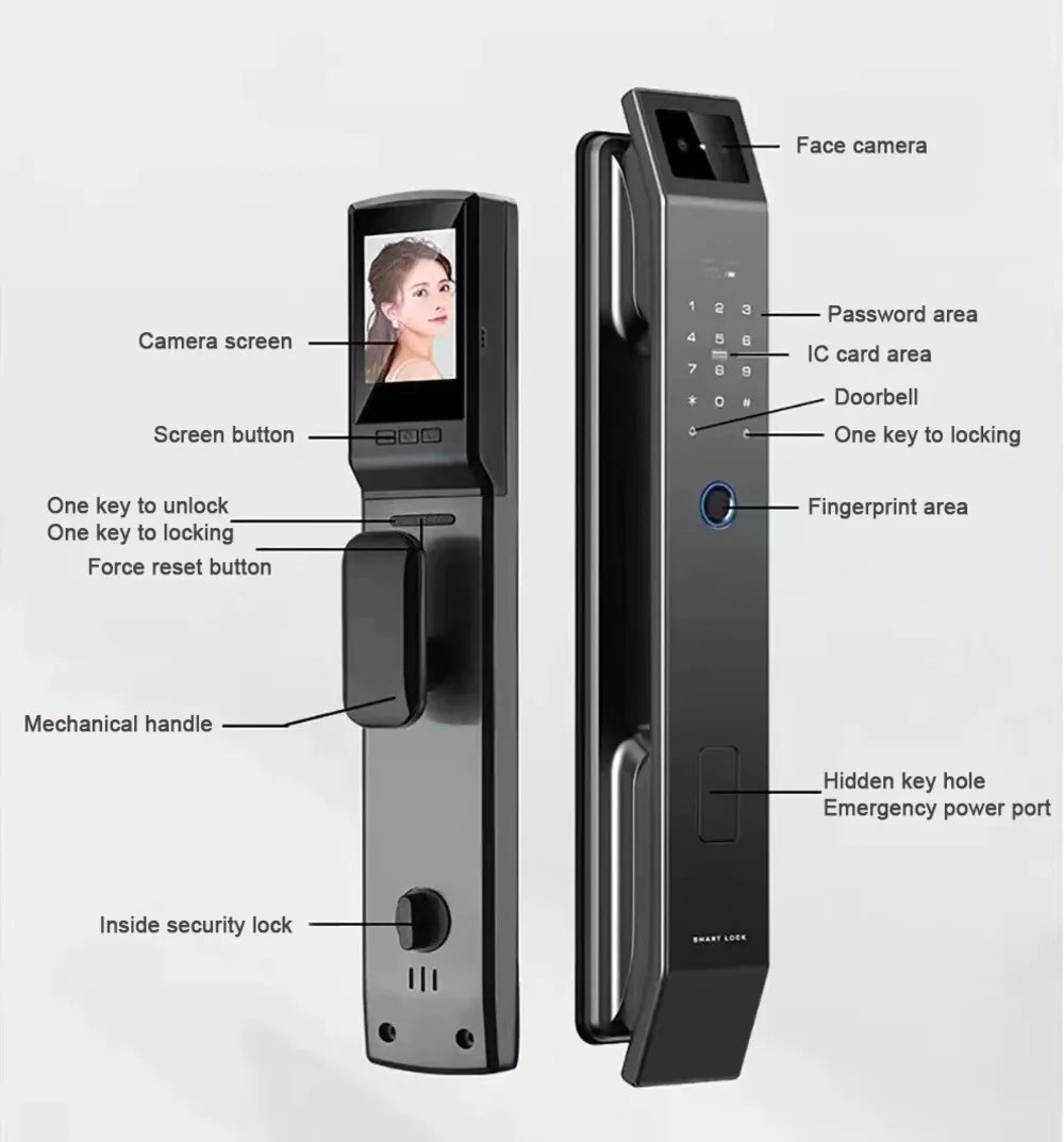 Smart Digital Door Lock D - 210 with 3D Face Recognition & Fingerprint Access - gametricks