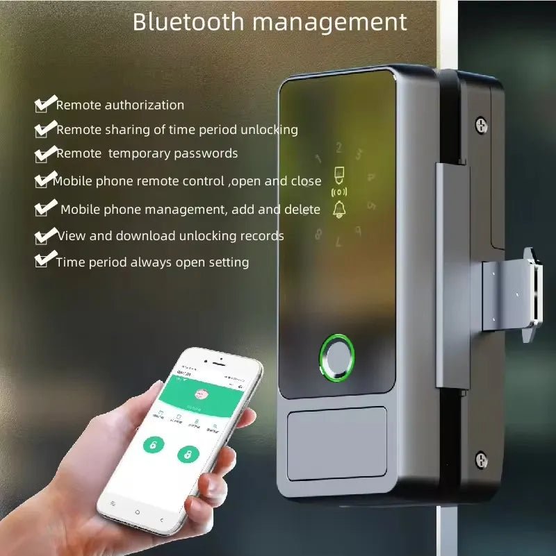 Smart Fingerprint Entrance Door Lock D-46 for Modern Frameless Glass Doors - gametricks