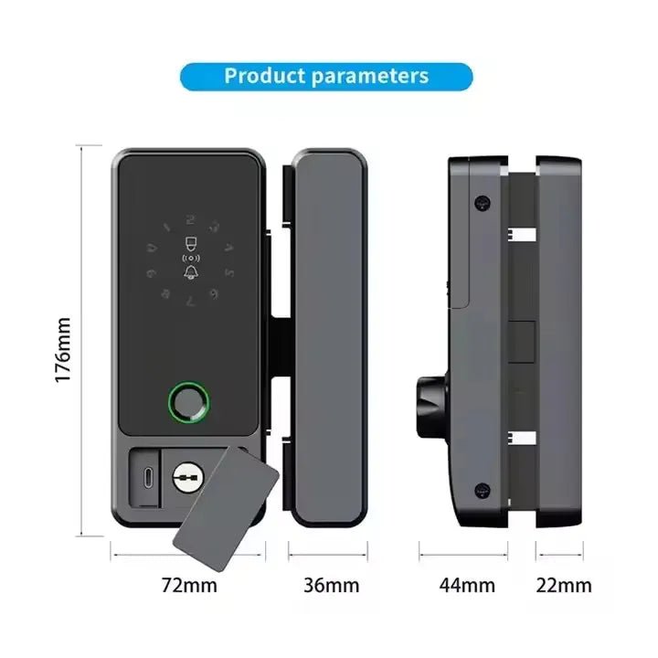 Smart Fingerprint Entrance Door Lock D-46 for Modern Frameless Glass Doors - gametricks