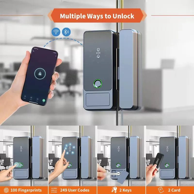 Smart Fingerprint Entrance Door Lock D-46 for Modern Frameless Glass Doors - gametricks