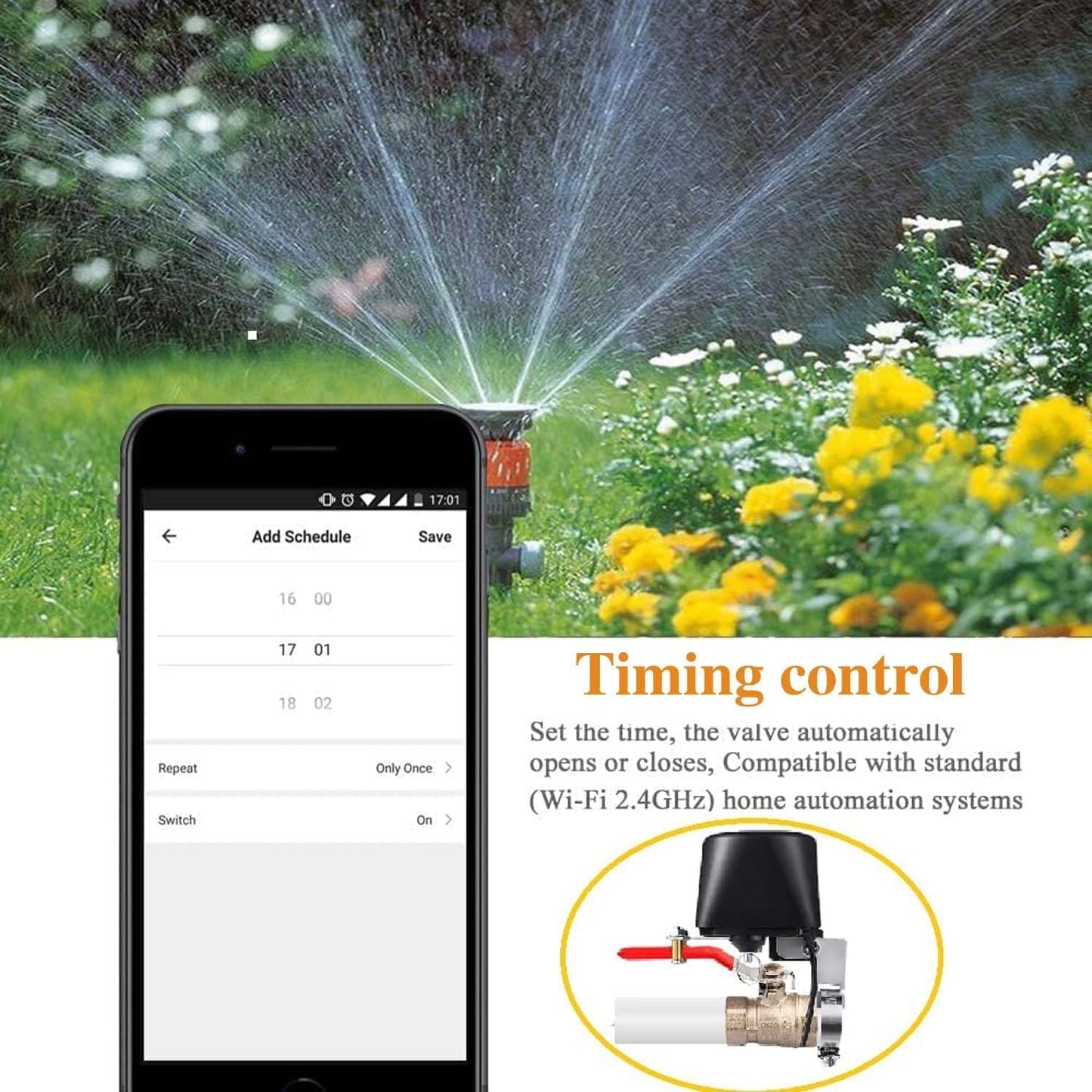 Smart Water Valve, WiFi Water Valve, Upgraded Version of Intelligent Water Valve Closing, Automatic Ball Valve Watering Timer - gametricks