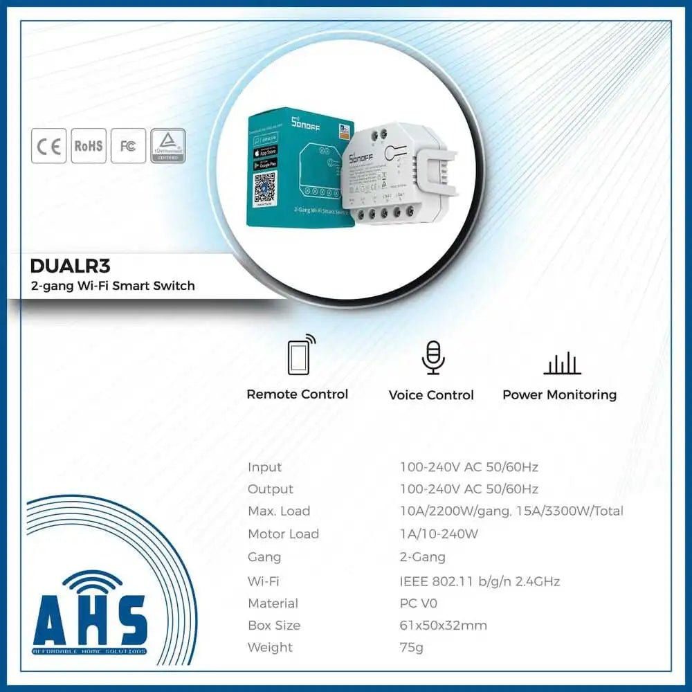 SONOFF DUALR3 Dual Relay With Power Metering Smart Switch - gametricks