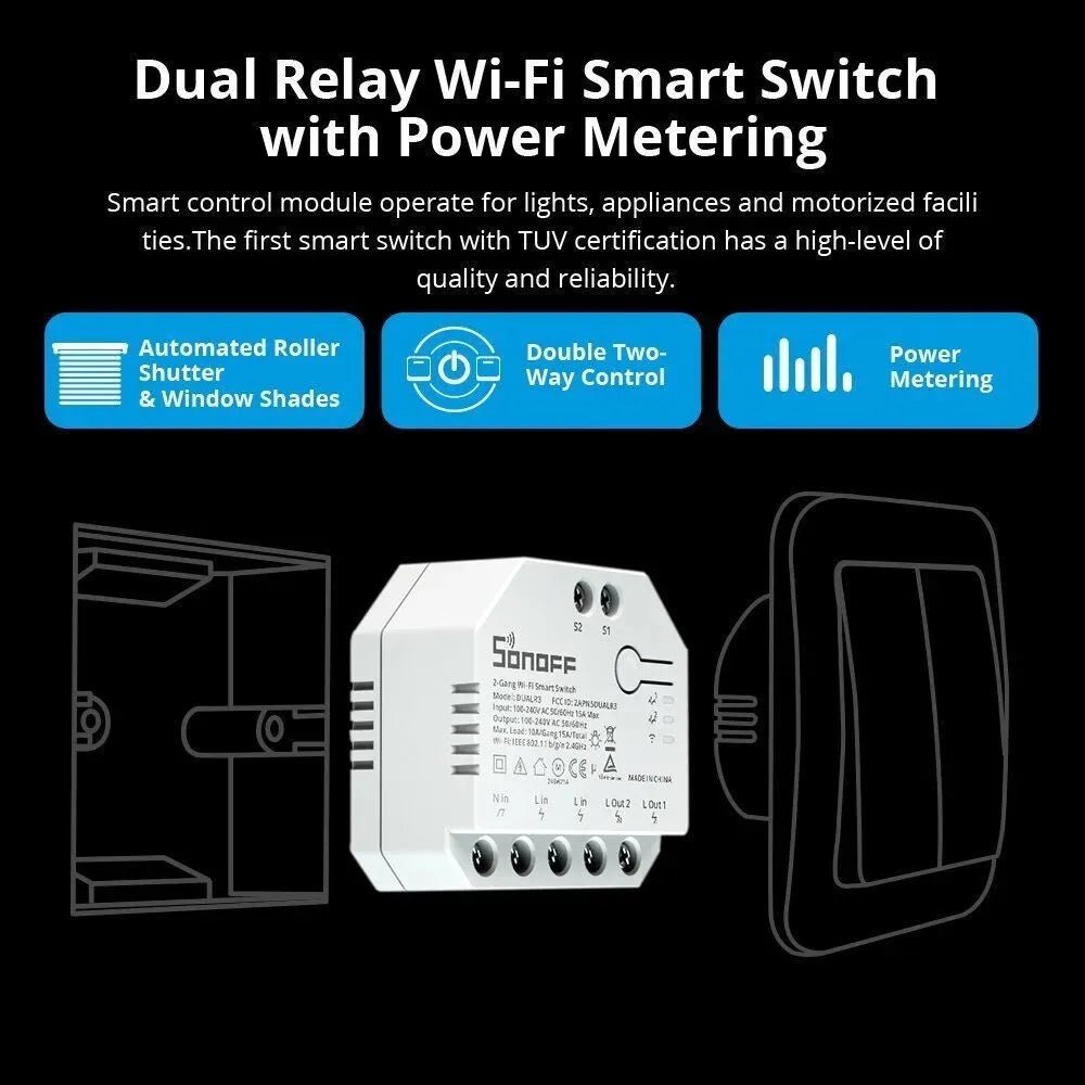 SONOFF DUALR3 Dual Relay With Power Metering Smart Switch - gametricks