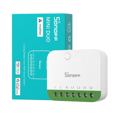 SONOFF MINI-2GS MINI DUO 2-Gang Smart Switch | Matter over WiFi, Smart Home Relay Module - gametricks