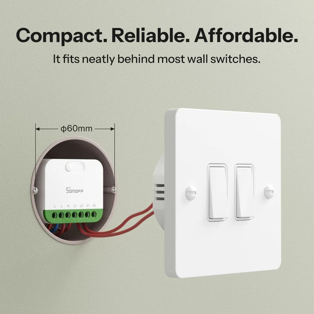 SONOFF MINI-2GS MINI DUO 2-Gang Smart Switch | Matter over WiFi, Smart Home Relay Module - gametricks