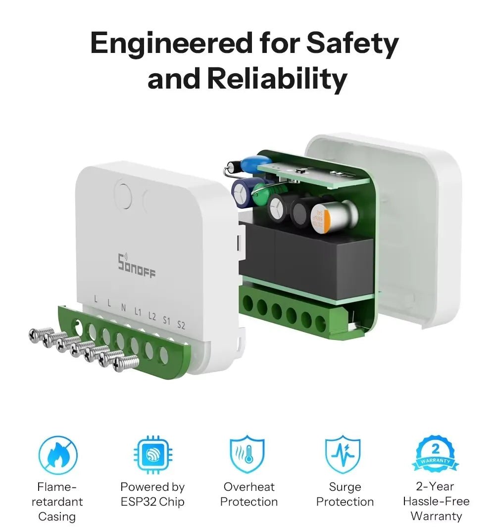 SONOFF MINI-2GS MINI DUO 2-Gang Smart Switch | Matter over WiFi, Smart Home Relay Module - gametricks