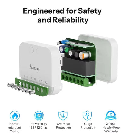 SONOFF MINI-2GS MINI DUO 2-Gang Smart Switch | Matter over WiFi, Smart Home Relay Module - gametricks