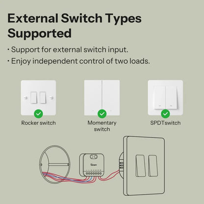 SONOFF MINI-2GS MINI DUO 2-Gang Smart Switch | Matter over WiFi, Smart Home Relay Module - gametricks