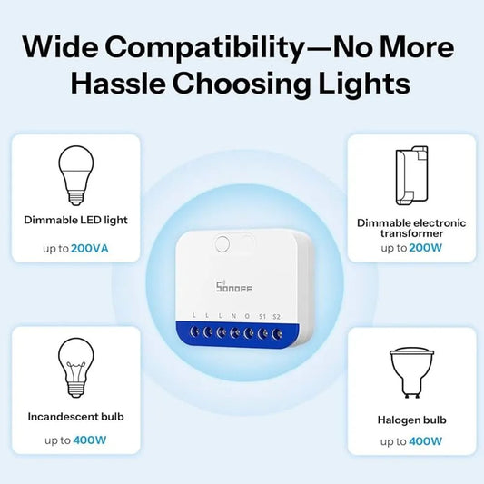 SONOFF MINI - DIM Matter Over WiFi Smart Dimmer Switch | Compact Light Dimming Module - gametricks