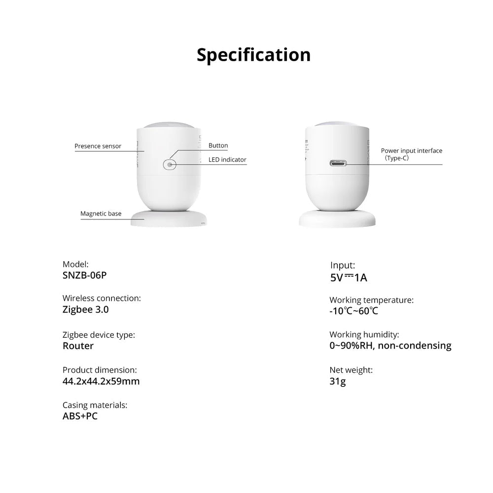 SONOFF Zigbee Human Presence Sensor SNZB - 06P - gametricks