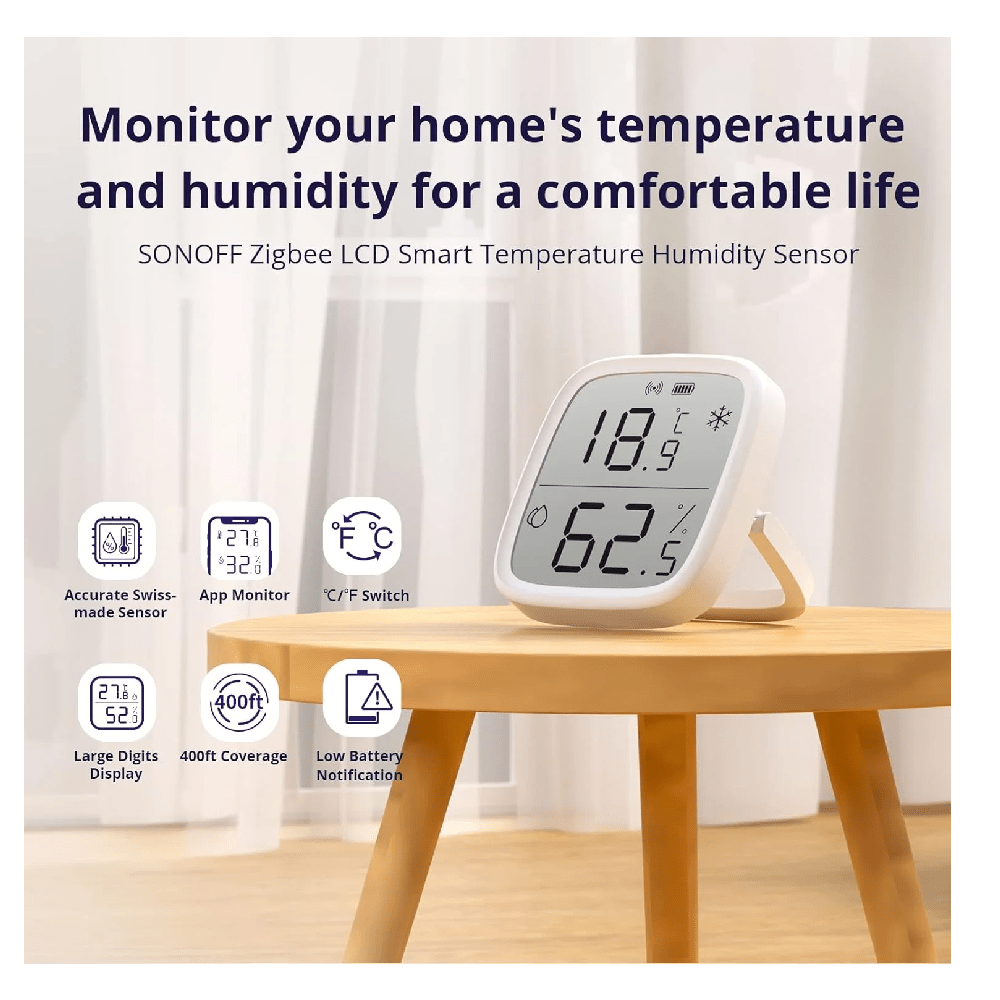 SONOFF Zigbee LCD Smart Temp Humidity Sensor SNZB-02D - gametricks