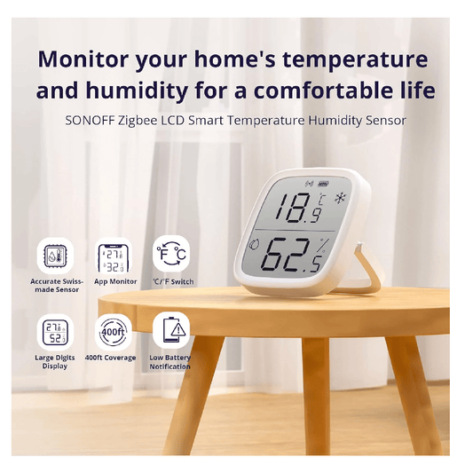 SONOFF Zigbee LCD Smart Temp Humidity Sensor SNZB-02D - gametricks