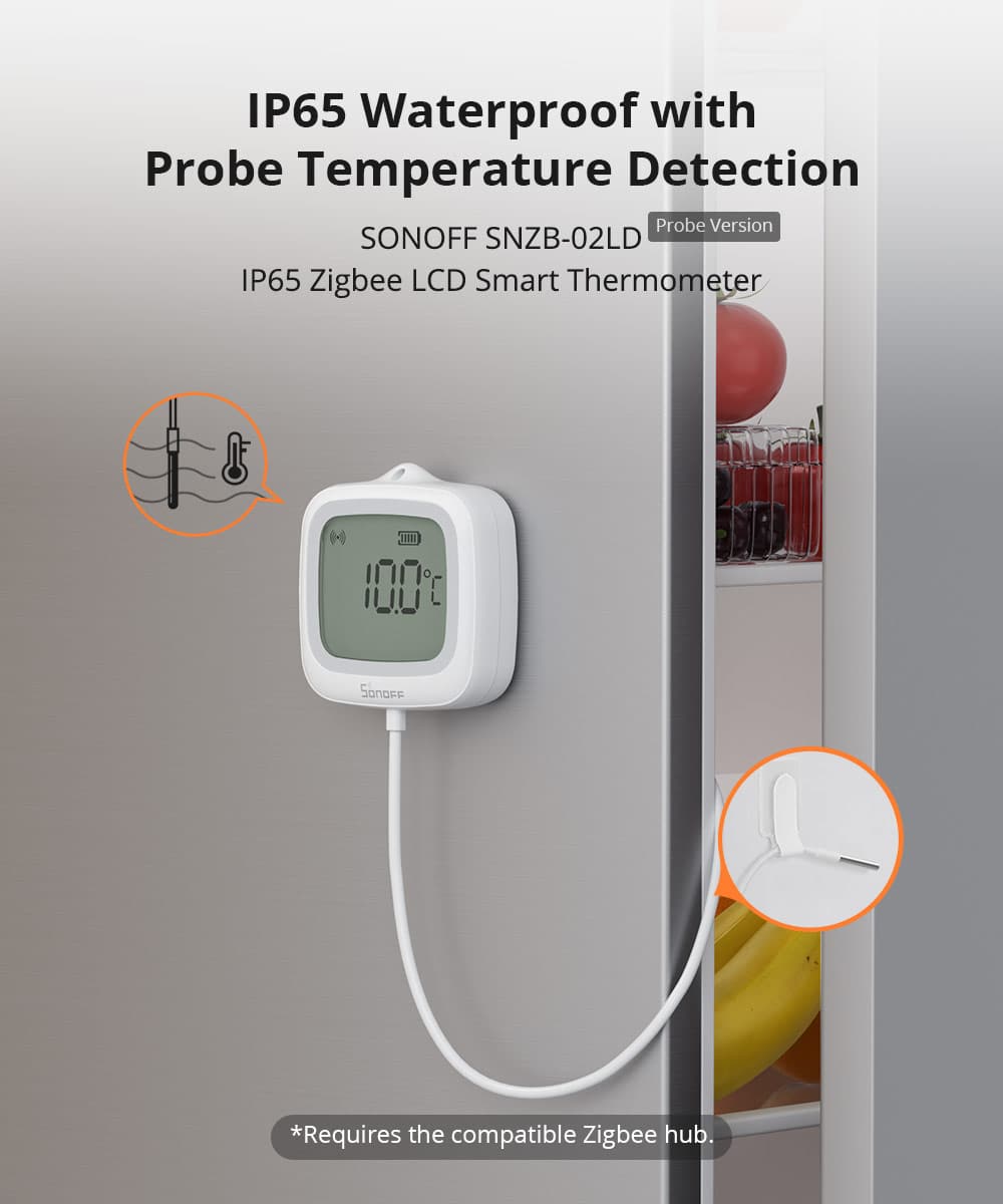 SONOFF Zigbee LCD Smart Temperature Humidity Sensor SNZB-02LD - gametricks