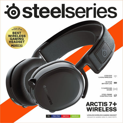 SteelSeries Arctis 7+ Wireless Gaming Headset - Lossless 2.4 GHz - Sonar 7.1 Virtual Surround Sound - gametricks