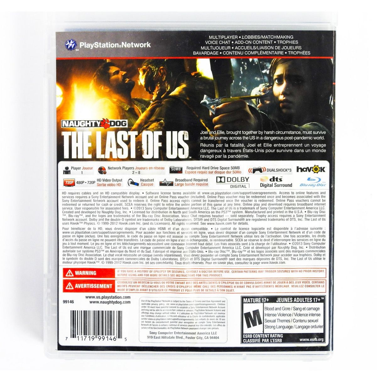 The Last of Us PS3 back cover on white square background