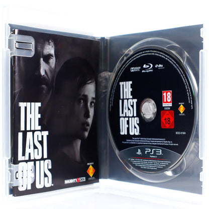 The Last of Us PS3 open case and disc on white square background