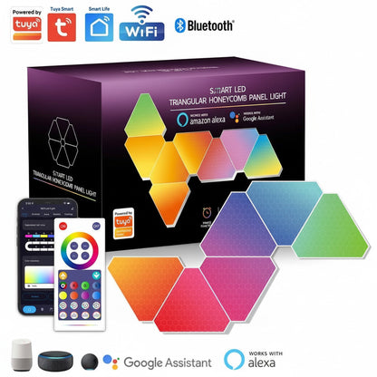 Tuya Triangle LED Light Panels with 6 Connection Ports, Smart RGBIC Wall Lights - gametricks