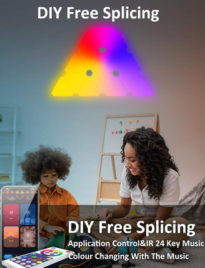 Tuya Triangle LED Light Panels with 6 Connection Ports, Smart RGBIC Wall Lights - gametricks