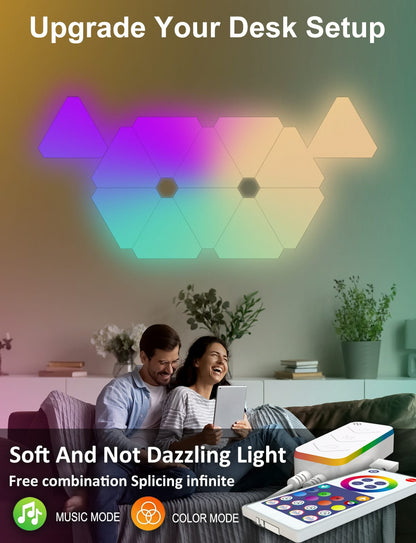 Tuya Triangle LED Light Panels with 6 Connection Ports, Smart RGBIC Wall Lights - gametricks