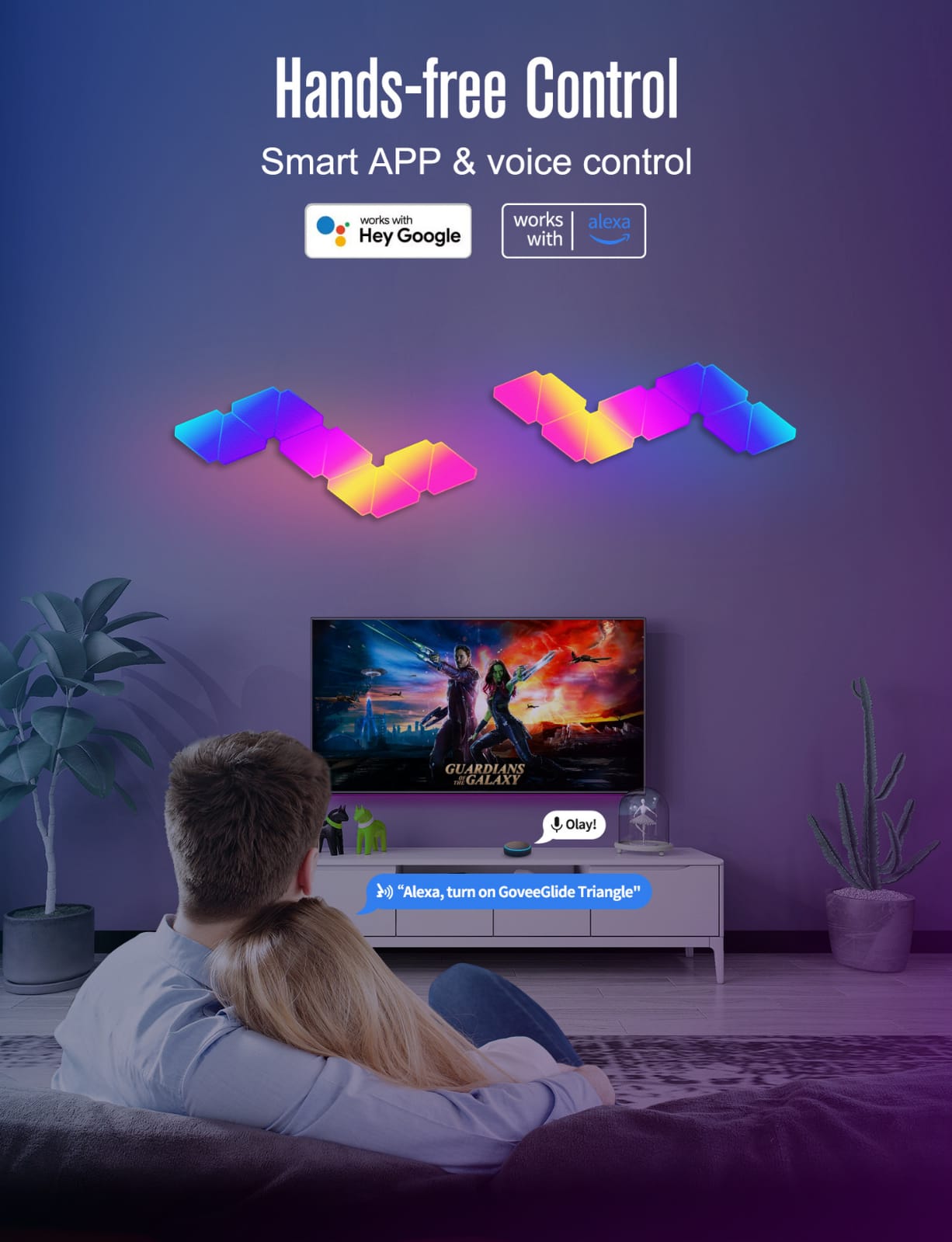 Tuya Triangle LED Light Panels with 6 Connection Ports, Smart RGBIC Wall Lights - gametricks
