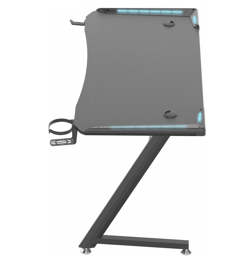 Black RGB gaming desk alternate view