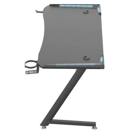 Black RGB gaming desk alternate view