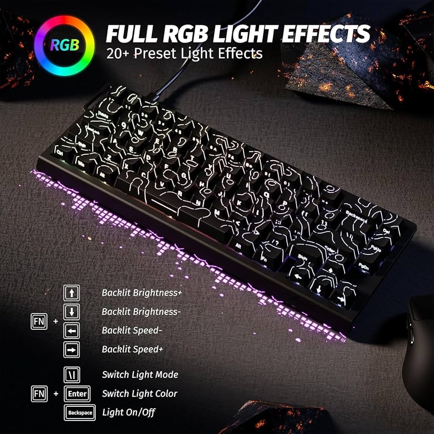 ATTACK SHARK X68HE RT Mechanical Gaming Keyboard 60% Wired TKL - Black Contour