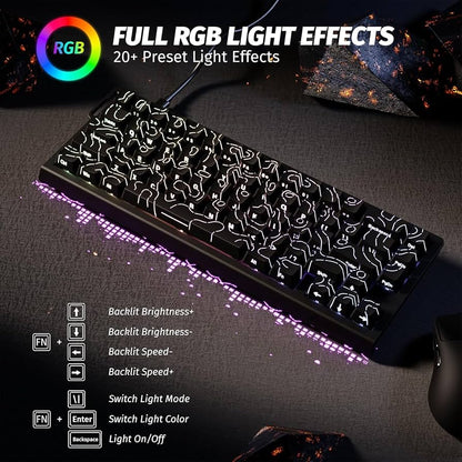 ATTACK SHARK X68HE RT Mechanical Gaming Keyboard 60% Wired TKL - Black Contour