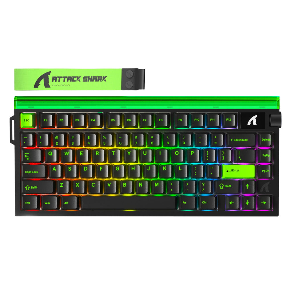 ATTACK SHARK R85 HE Rapid Trigger Gaming Keyboard Magnetic Switch with Custom Lightbox - Black/Green