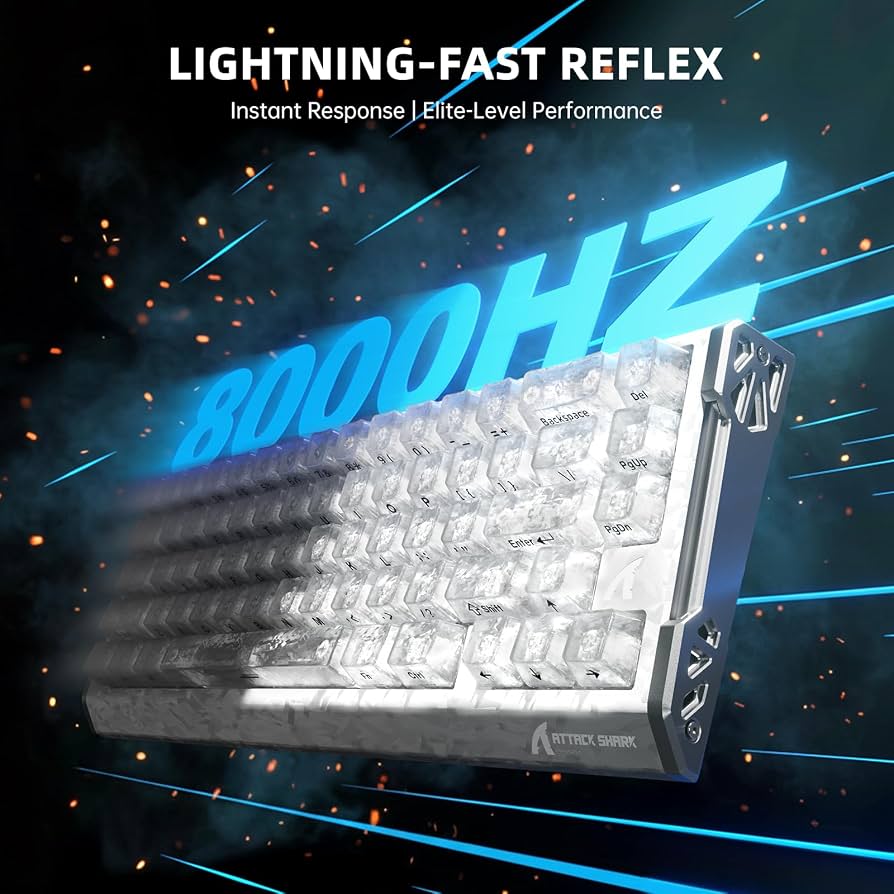 ATTACK SHARK R68HE 60% Wired RT 8K Mechanical RGB TKL Gaming Keyboard - Ice
