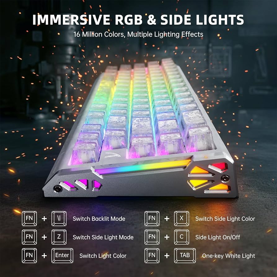 ATTACK SHARK R68HE 60% Wired RT 8K Mechanical RGB TKL Gaming Keyboard - Ice