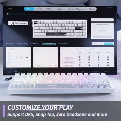 ATTACK SHARK X68HE RT Mechanical Gaming Keyboard 60% Wired TKL - White Contour