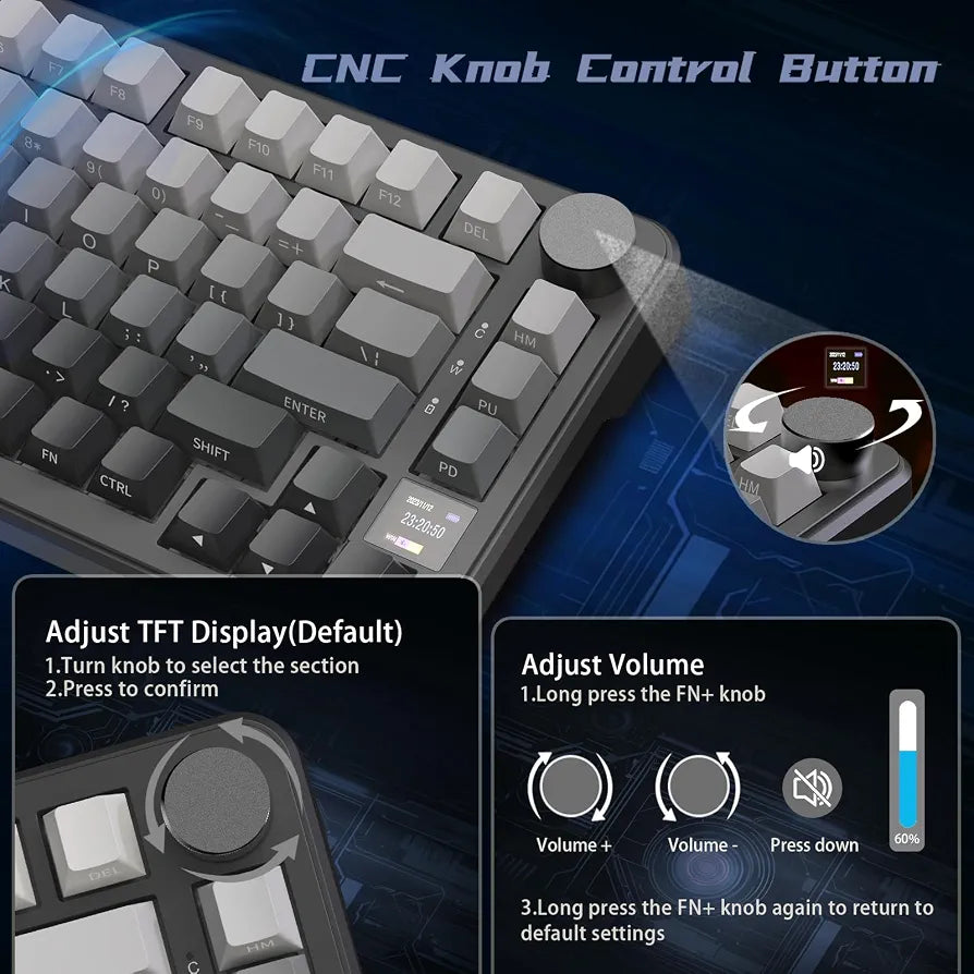 ATTACK SHARK X85 Pro 75% TKL Wireless Mechanical Gaming Keyboard - Moon Night