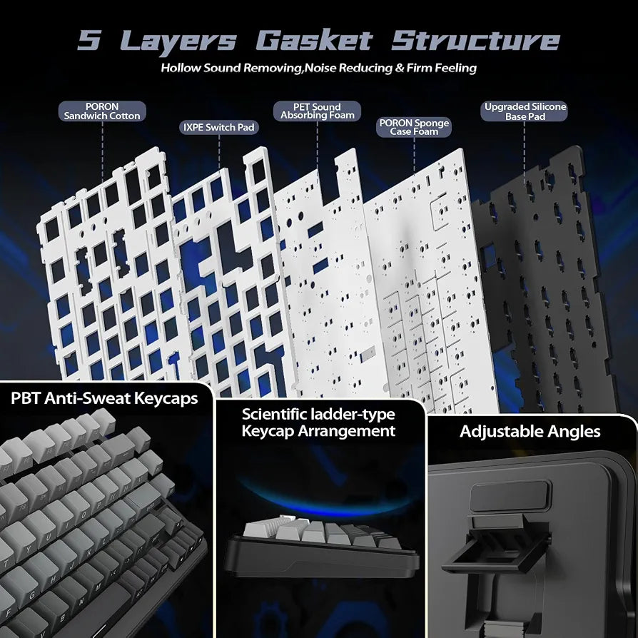 ATTACK SHARK X85 Pro 75% TKL Wireless Mechanical Gaming Keyboard - Moon Night