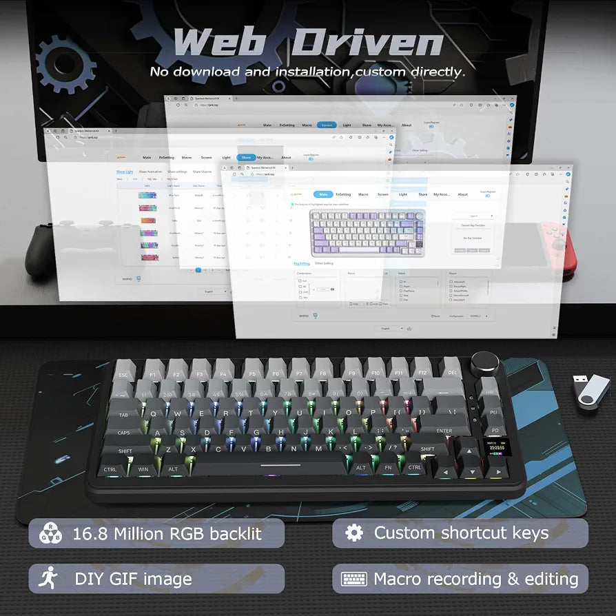 ATTACK SHARK X85 Pro 75% TKL Wireless Mechanical Gaming Keyboard - Moon Night