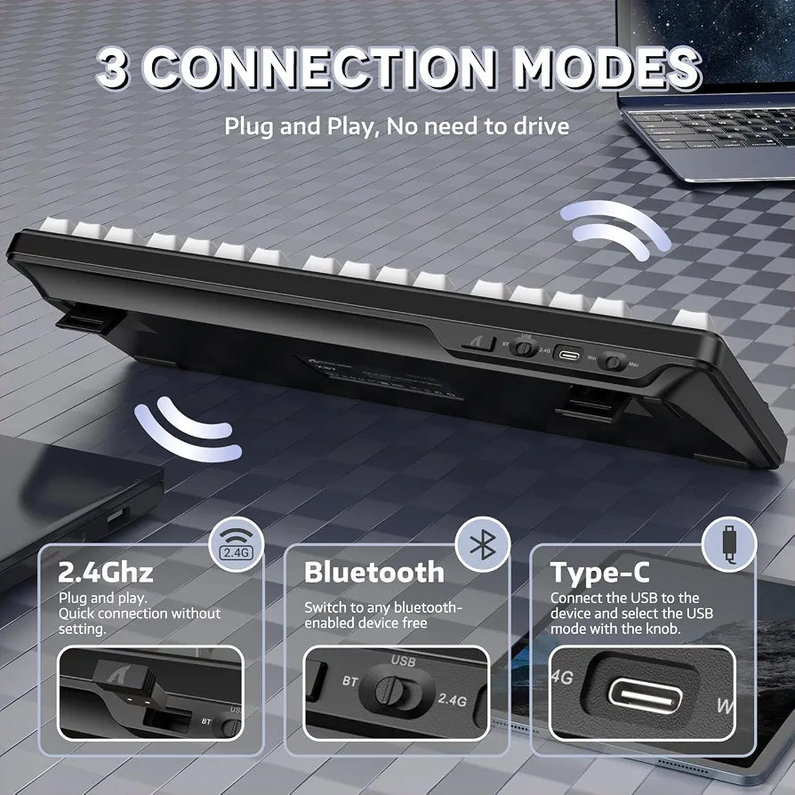 ATTACK SHARK X87 Wireless Tri-Mode Mechanical Gaming Keyboard - Black