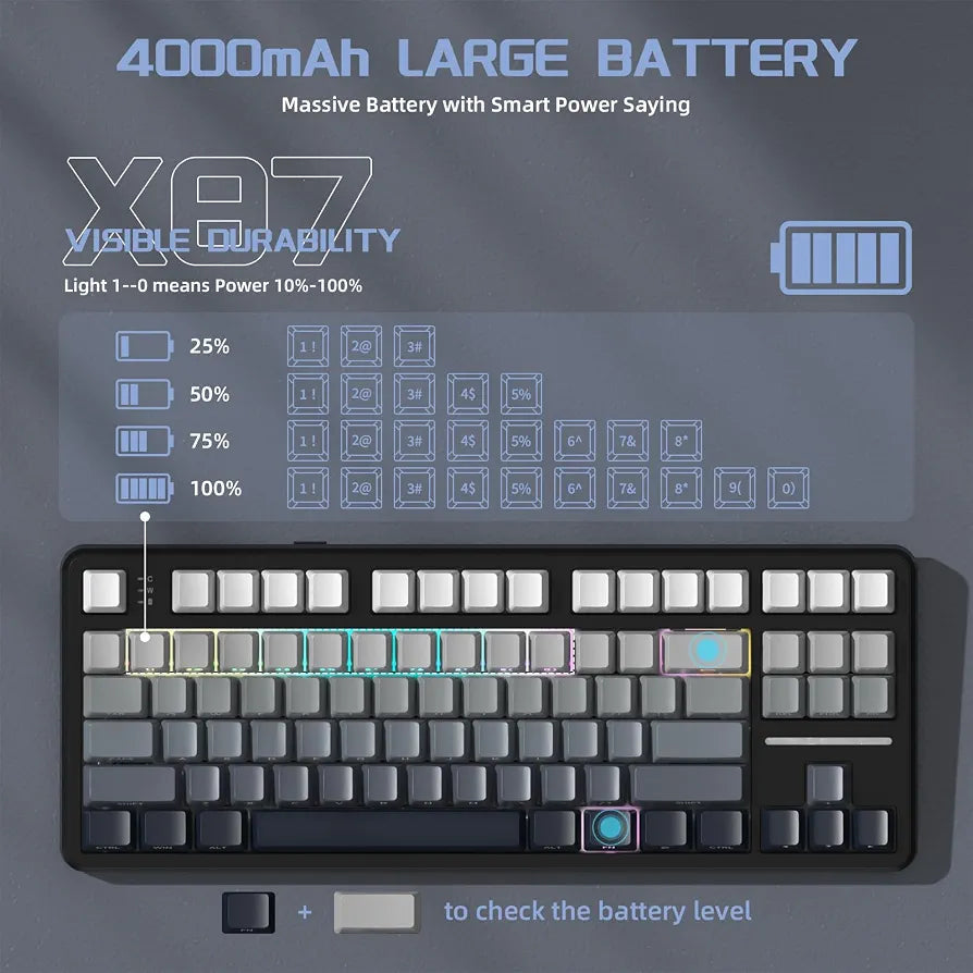 ATTACK SHARK X87 Wireless Tri-Mode Mechanical Gaming Keyboard - Black
