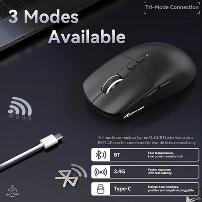 ATTACK SHARK X6 Lightweight Tri-Mode Wireless/Wired  Gaming Mouse with Charging Base - Black